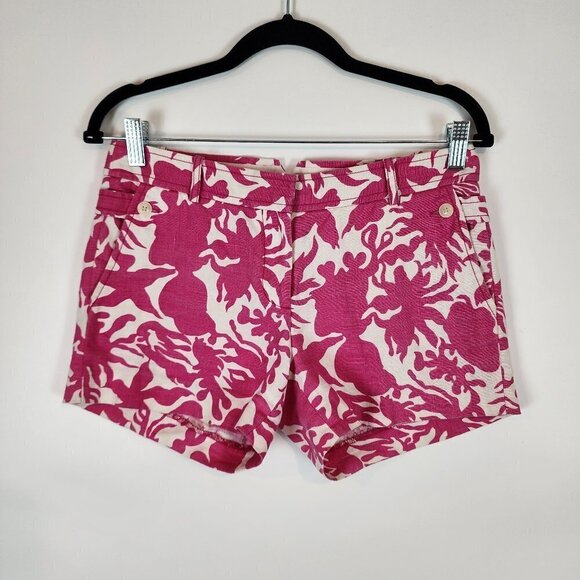 J. Crew 100% Linen Summer Beach Printed Cityfit Shorts Preppy Summer Short sz 2 - Picture 3 of 9